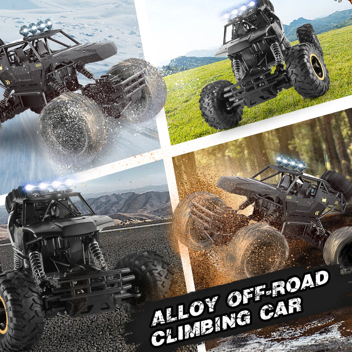 4DRC RC Monstertruck 1:12 - Off-Road 4WD - Metalen Behuizing, LED-Koplampen, 2 Accu's