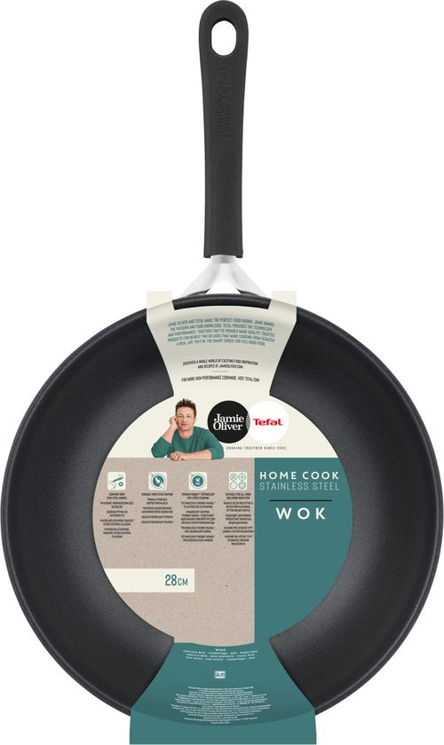 Jamie Oliver by Tefal Home Cook Wokpan - 28 cm - zwart - roestvrijstaal