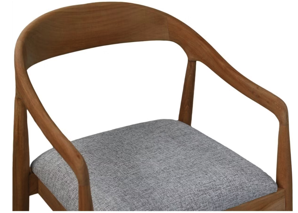 Hsm Collection Modena Eetkamerstoel - Teak en Grijs – Tijdloos Design – 55 × 41 × 78 cm