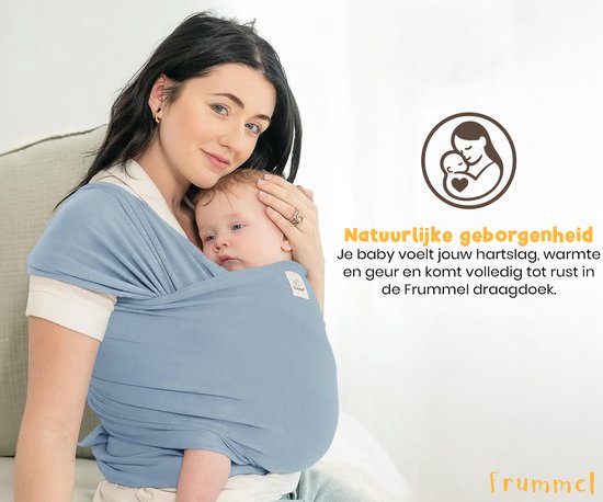 Frummel Baby Draagdoek Lichtblauw - Draagzak - Baby Wrap - Baby carrier - Draagdoek baby - Baby 0-36 maanden - Newborn
