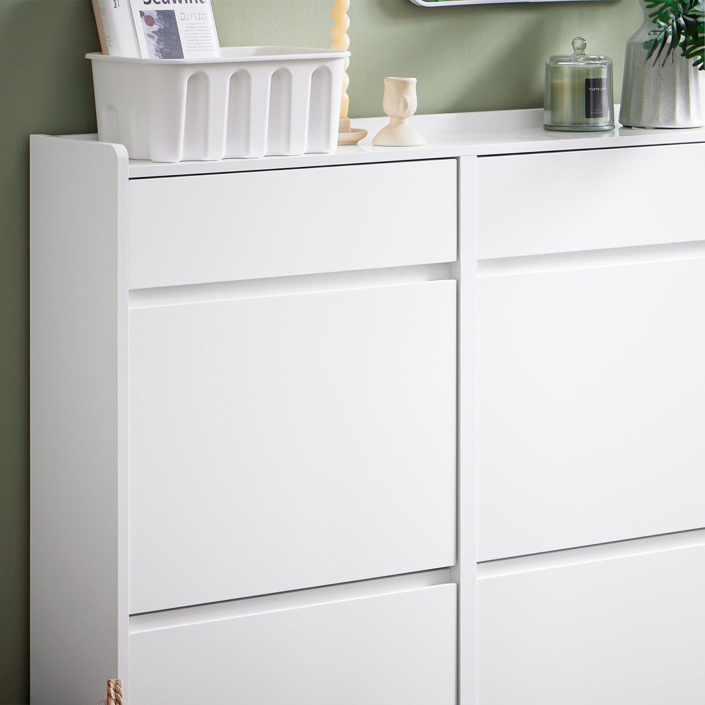 SoBuy Schoenenkast - FSR169-W - Incl. 4 kleppen - 98 x 95 x 19 cm - Wit