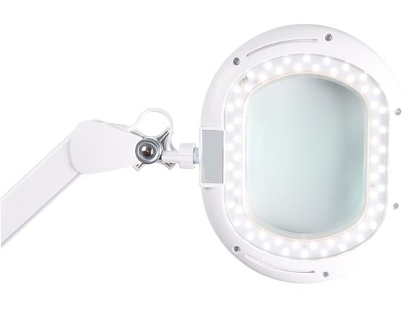 Velleman Ledloeplamp met klem, zwenkarm, aan/uit-schakelaar en dimfunctie, 60 leds, vergroting 2.25x, voor kinderen, volwassenen, senioren, lezen, diamond painting, hobby, werken, wit