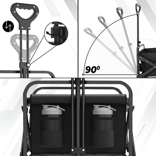 Outbee Bolderkar - Bolderkar Opvouwbaar - Bolderwagen - 100kg Draagvermogen - 100Liter Inhoud - Zwart