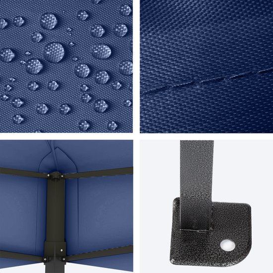 LifeGoods Partytent - Paviljoen - Easy Up - Opvouwbaar - Waterdicht - Met Draagtas - 297 x 440 cm – Donkerblauw