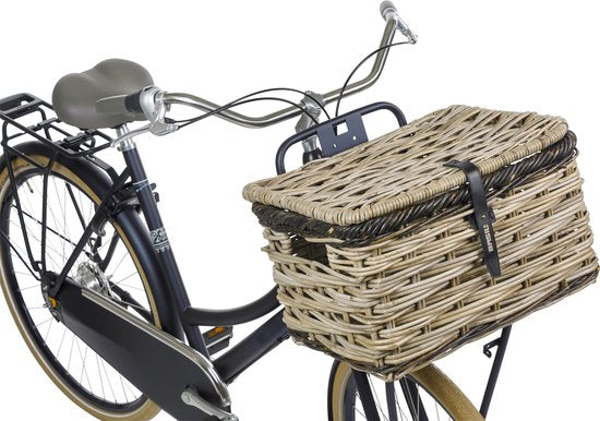 Fietsmand Basil Dijon L met deksel 36 x 49 x 30 cm - grijs/zwart