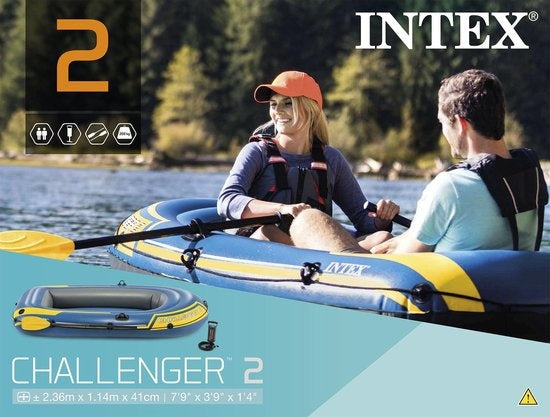 Intex Challenger 2 Boot Set - 236 x 114 x 41 cm - Inclusief peddels en pomp