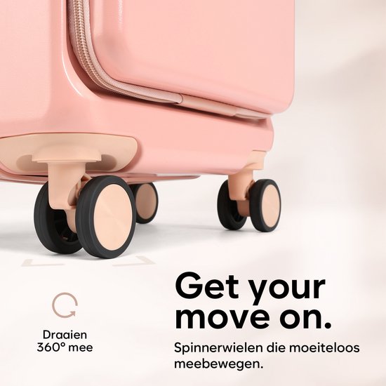 SC Handbagage Koffer 35L - Lichtgewicht Trolley - TSA-slot en Laptopvak - Reiskoffer met Handig Voorvak - 55 cm - Roze