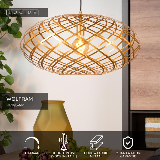 Lucide WOLFRAM - Hanglamp - Ø 65 cm - 1xE27 - Mat Goud / Messing