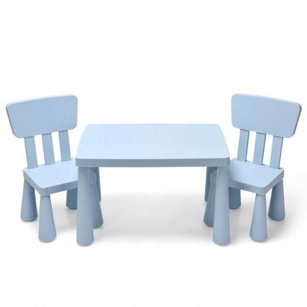 Coast - Kinderzitgroep 3 Stuks (Tafel en 2 Stoelen) - Multifunctioneel, Ergonomisch, Ronde Randen, 50 kg Belastbaar - Tafel 76,5 x 54,5 x 49,5 cm - PP - Blauw