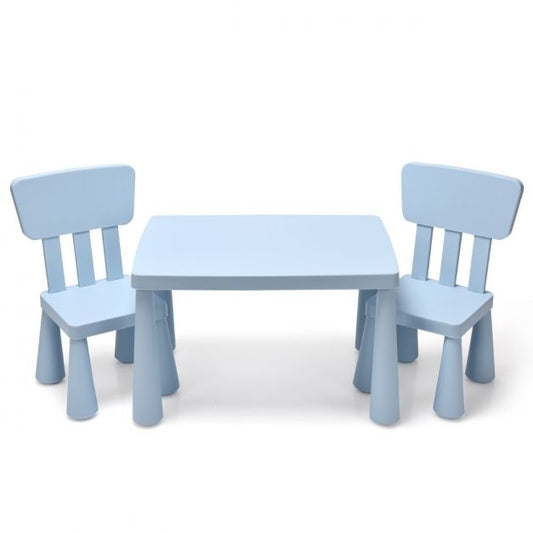 Coast - Kinderzitgroep 3 Stuks (Tafel en 2 Stoelen) - Multifunctioneel, Ergonomisch, Ronde Randen, 50 kg Belastbaar - Tafel 76,5 x 54,5 x 49,5 cm - PP - Blauw