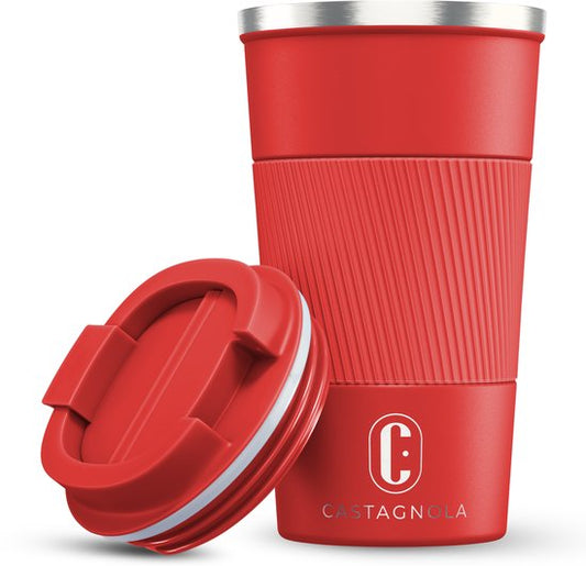 Castagnola Thermosbeker - Koffiebeker To Go - Travel Mug voor Koffie en Thee - Theebeker - 510 ML - RVS - Rood