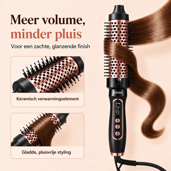Soosia Krulborstel & Stijlborstel - Warmteborstel met Keramische Platen - Thermal Brush - Infrarood & Ionen - Instelbaar 110-210°C