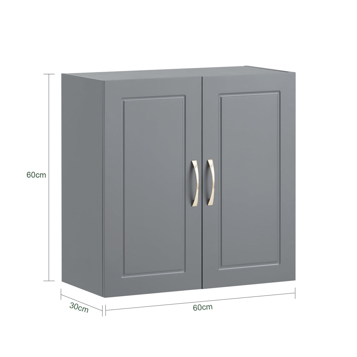 SoBuy Wandkast met 2 Deuren - 60x30x60 cm - Grijs - Verstelbare Plank