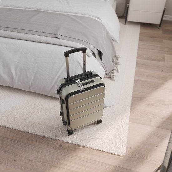 TRVLMORE Reiskoffer - 54x37x23 cm - Met Voorvak - 44L - TSA-slot - 4 Wielen - Champagne