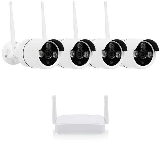 Smartwares – Draadloze Beveiligingscamera-Set – CMS-30601 – 4 Camera’s - Nachtzicht - IP65 Weerbestendigheid – Wit En Zwart Metaal En Kunststof