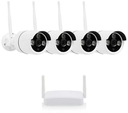 Smartwares – Draadloze Beveiligingscamera-Set – CMS-30601 – 4 Camera’s - Nachtzicht - IP65 Weerbestendigheid – Wit En Zwart Metaal En Kunststof