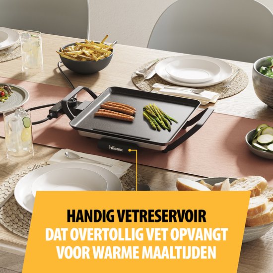 Tristar Bakplaat - BP-2666 - Gourmet, Grillplaat S 28x28cm - 2 personen- 800 W - Instelbare thermostaat - Camping geschikt