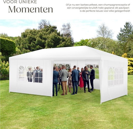 Tectake Partytent - Paviljoen - Opvouwbaar - Zijwanden - Waterdicht - 600 x 300 cm – Wit
