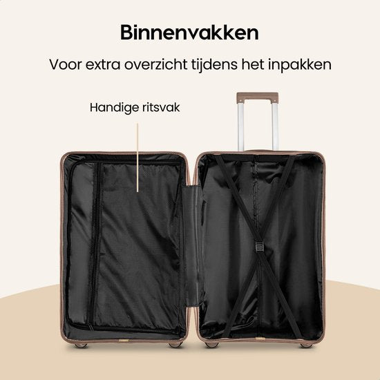 SKYCASES - Urban Adventurer Medium Reiskoffer - 44x27x66 cm - 78 l Inhoud - Met Cijferslot & Spinner Wielen - Ideaal voor Reizen van 7-10 Dagen - Polypropyleen & Champagne