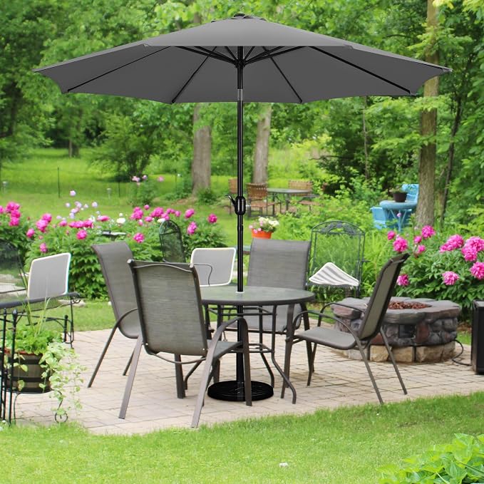 Yaheetech Rechthoekige Parasol 196,5 x 147 x 227 cm - Kantelbaar met Zwengel - Grijs