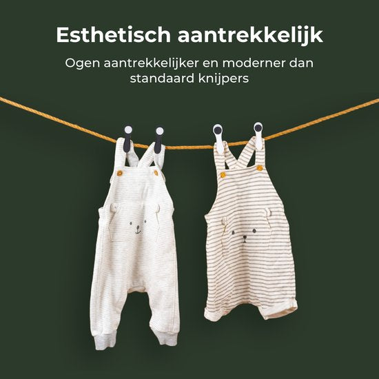 Gandria Wasknijpers 24 Stuks - Kunststof Wasknijpers - Set van 24 Plastic Knijpers - Wasrek Knijpers 10 Kg - Zwart/Wit en Wit/Zwart