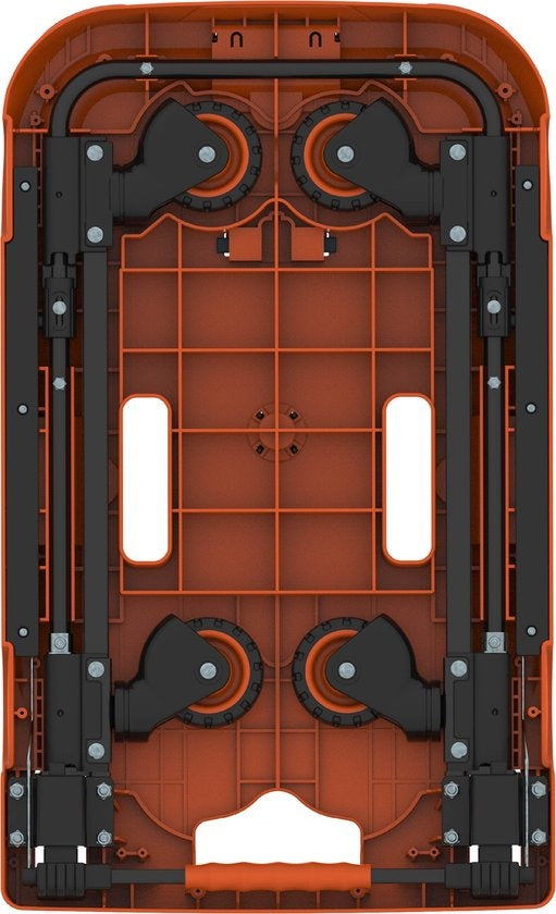 BLACK+DECKER Opvouwbare Transportwagen - Plateauwagen - Max. 90 KG - In Hoogte Verstelbaar - 61,4 x 37x3 x 89,4 CM - Oranje