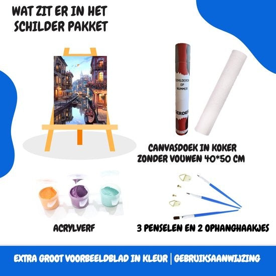 DIY Schilderen op Nummer – Venetië Landschap – Ontspannend Schilderpakket 40x50 cm