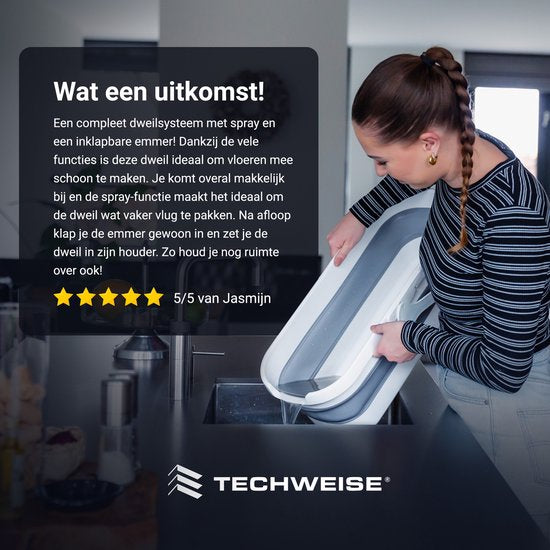 Techweise 4-in-1 Dweilsysteem - met Spray - Opvouwbare Emmer - 2 Extra Microvezel Dweilen -Sprayfunctie