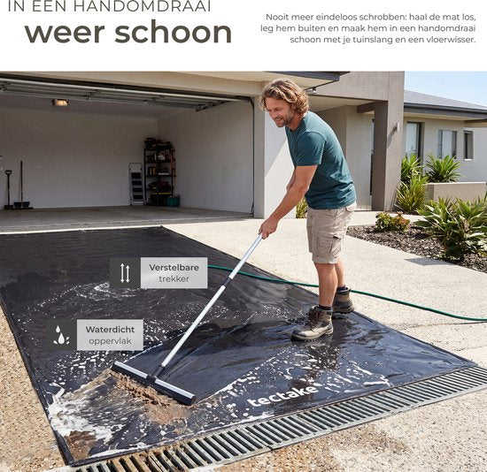 tectake® Garagemat - Vloermat - 550 x 240 cm - Antislip en Waterdicht - Inclusief Uitschuifbare Trekker, Klittenbandpads en Alcoholdoekjes - Milieumat - Werkplaatsmat - Voor Garage, Motor en Auto