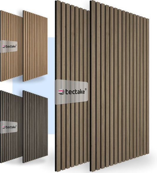 tectake® Set van 2 akoestische panelen Sonic Wall - Geluidsabsorberend paneel - Geluidsdemping - Afmeting per paneel (LxBxH): ca. 120x60x2,1cm - Diverse kleuren - Donker eiken