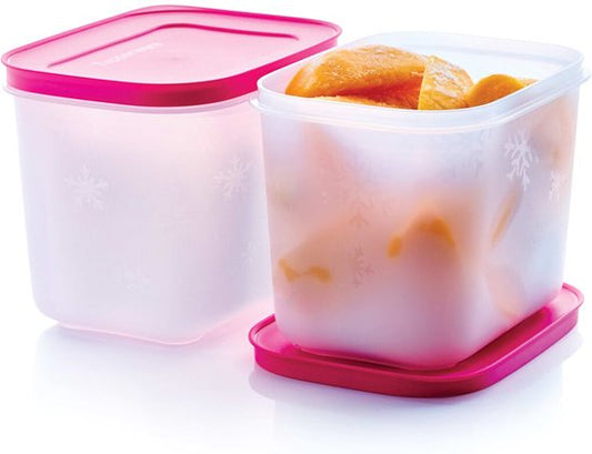 Tupperware Freezer Mates 2 stuks - Diepvriesdozenset -Voedselbakjes voor de vriezer - BPA-vrij - 2 x 1,1 Liter - Roze