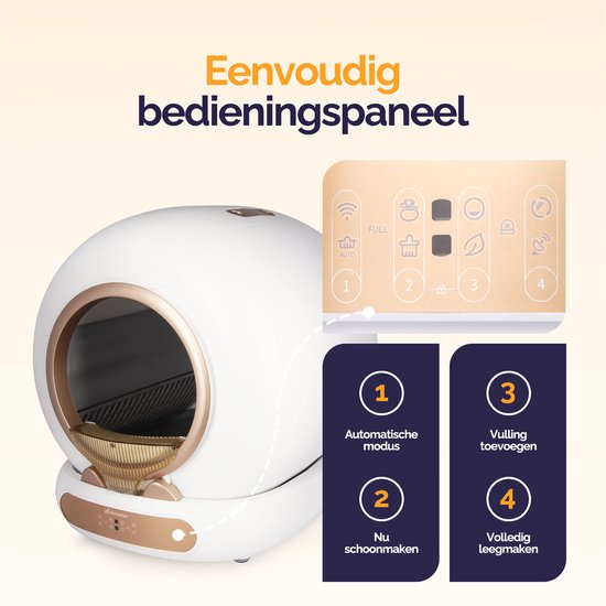 Viervoeter Fresh 3 - Automatische Kattenbak – Zelfreinigend – Bedienen via App – 65L - incl matje en 3 rollen opvangzakjes