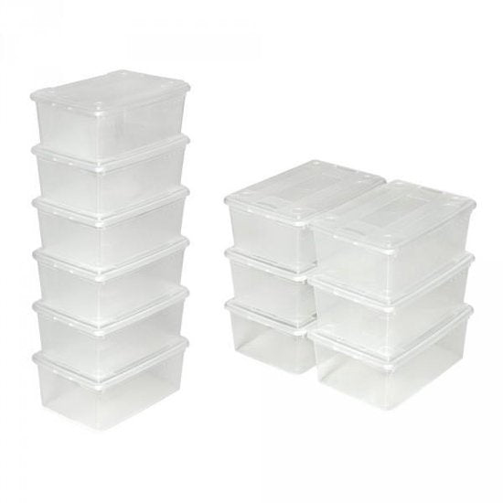 Tectake - set van 6 transparante opbergdozen - 33 x 23 x 12 cm - 401685