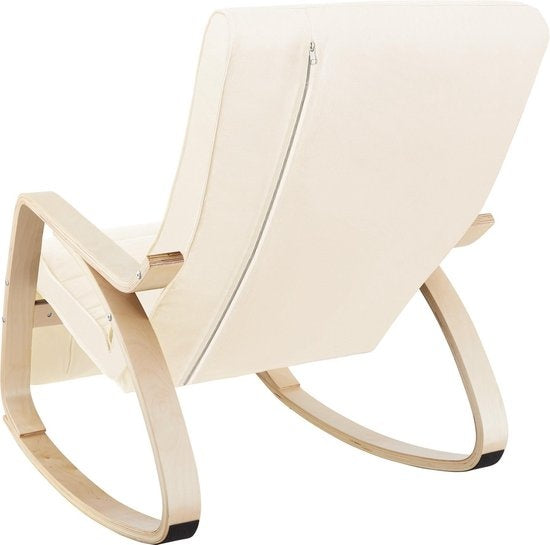 tectake® Schommelstoel - Kussen & Verstelbare Voetsteun – Tot 150 kg – 67 x 115 x 86 cm – Beige