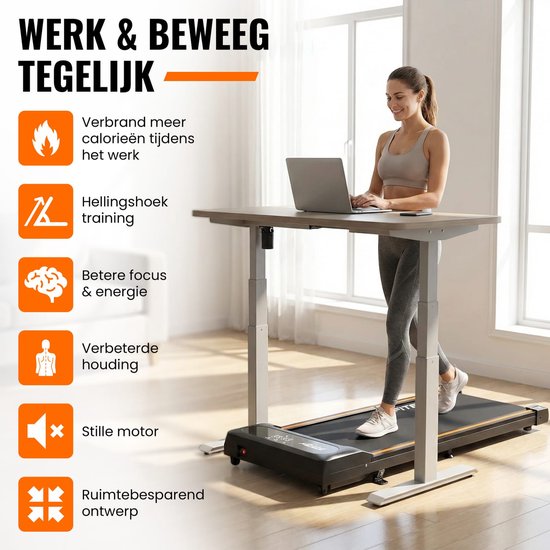 Fitby Loopband - Loopband met helling 5% - 8% - Hardloopband 1-8 km/u - Treadmill - Wandelband - Zwart Oranje