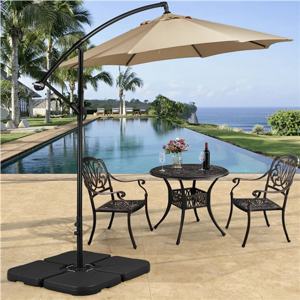 Yaheetech Parasolvoet 4-delig 103,5 x 103,5 cm - Zwart - Vulbare Parasolstandaard voor Zweefparasol met Water of Zand