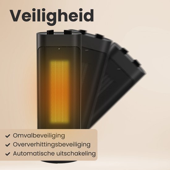 Auronic Ventilatorkachel Pro - Keramische Kachel - 2000W Heater - Zwart
