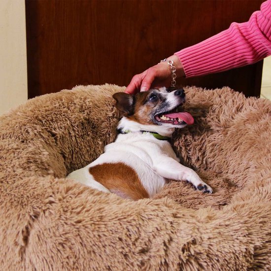 Peaceful Pooch XL - pluizig hondenbed - 109cm diameter - opvouwbaar - in verschillende maten. Kattenbed - wasbaar - uitneembare vulling - ontspant gewrichten en spieren - anti-slip noppenbodem