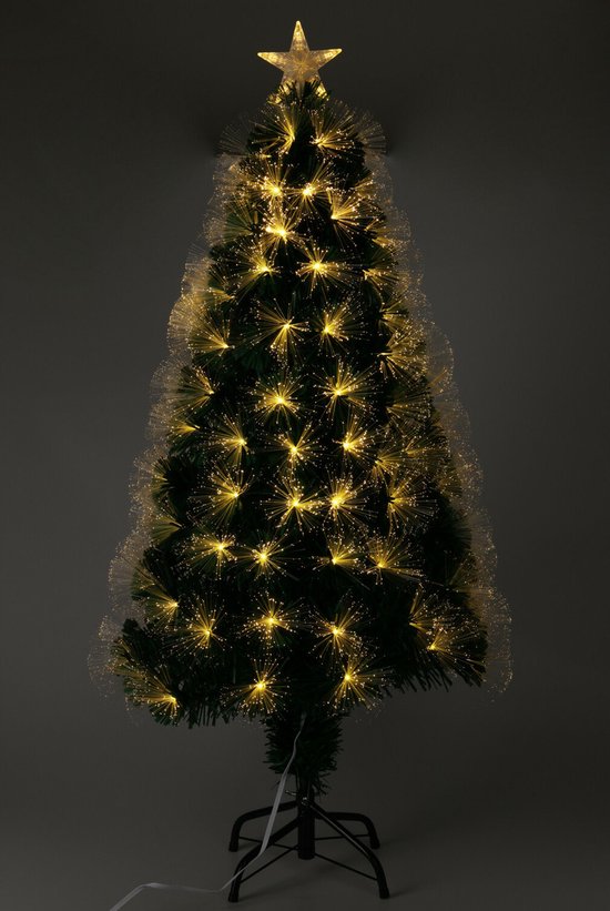 Christmas Decoration Fiber optic kerstboom - sterren led lampjes en piek - 60 cm - 8 functies