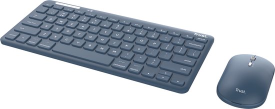 Trust Lyra - Draadloos Toetsenbord en Muis - Multi connect - Qwerty US - Blauw