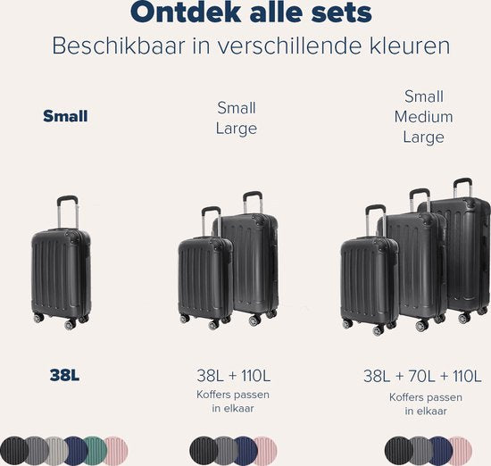 TRVLMORE Handbagage Koffer - 38L - Cijferslot - Lichtgewicht - Trolley - 54x36x20cm - Past binnen 55x40x20 cm - Zwart