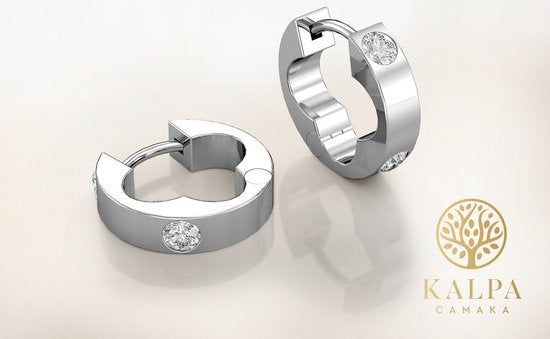 Yolora Elgance Dames Oorringen met Kalpa Camaka Kristallen - Zilverkleurig - 18K Witgoud Verguld - Vrouwen Oorbellen Zilver - Sieraden - Luxe Giftbox - Geschenkdoos - Cadeau doos - Exclusieve Geschenkverpakking - Mooie Cadeauverpakking