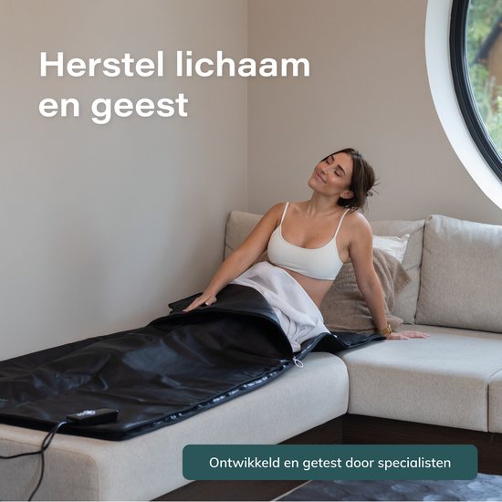 Soft & Silky - ComfortFlow Infrarood Deken - 35 tot 85º - Incl. Detox deken - Infrarood - Rood licht therapie - Sauna - Red Light Therapy - Lamp - Warmte - Elektrische - Deken - Voor spieren, fibromyalgie en gewrichten - Leer zwart