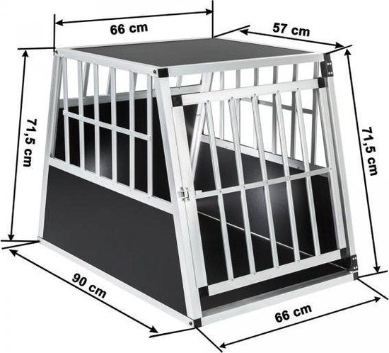 Tectake Single Hondenbench - Zwart/Zilver - 90 x 66 x 69,5 cm
