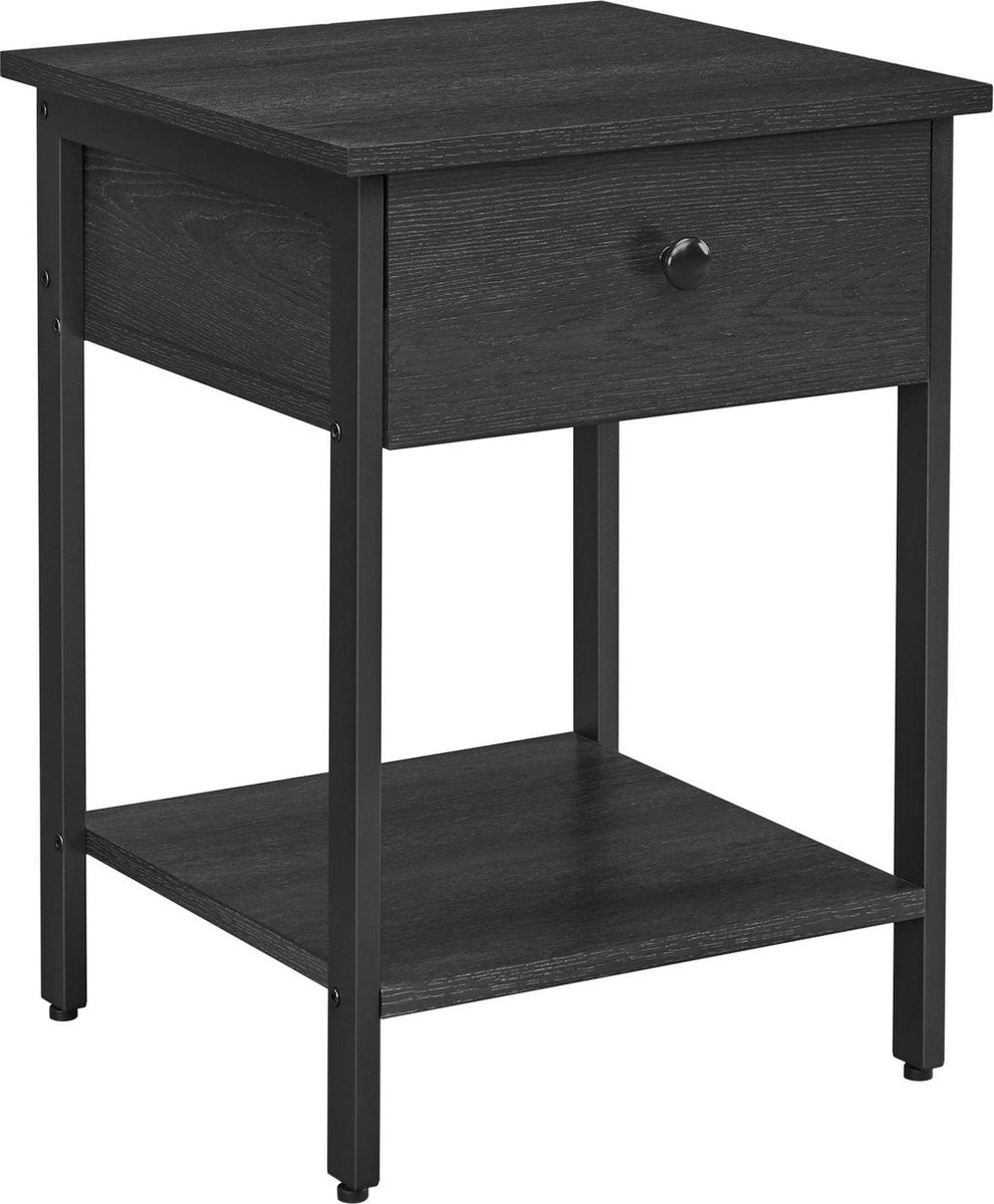 O'DADDY® Nachtkastjes industrieel - bijzettafel - nachtkastje met lade - 40 x 40 x 55 cm - zwart / donkergrijs