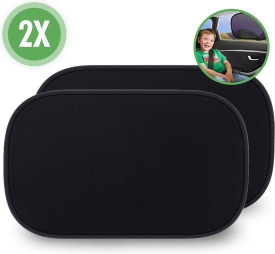 Travelhawk Zonnescherm Auto Baby - 2 Stuks - Zonwering Auto - UV Protectie voor Baby en Kind - Zonwering Zijruiten - Zelfklevend - Zwart