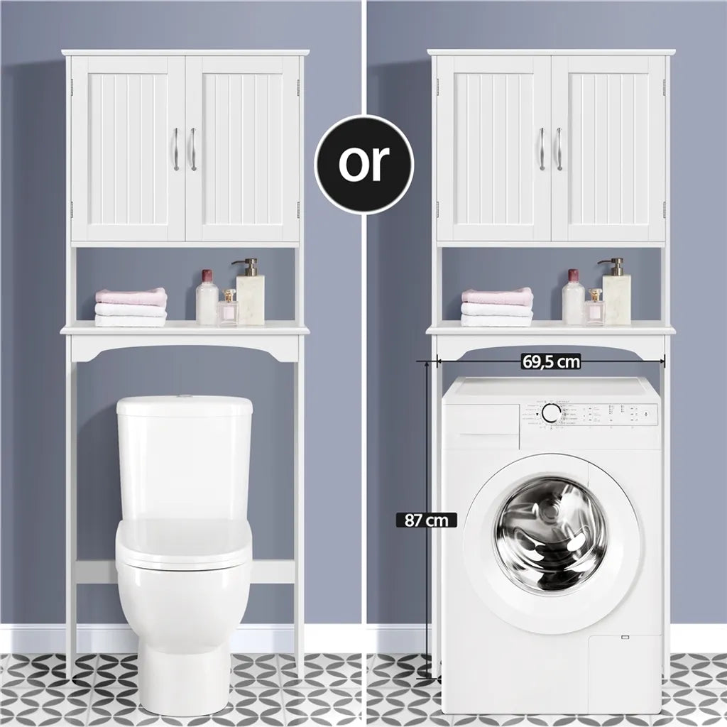 Yaheetech Badkamerkast 75 x 23 x 180 cm - Wit - Opbouwkast voor Toilet of Wasmachine met Verstelbare Plank