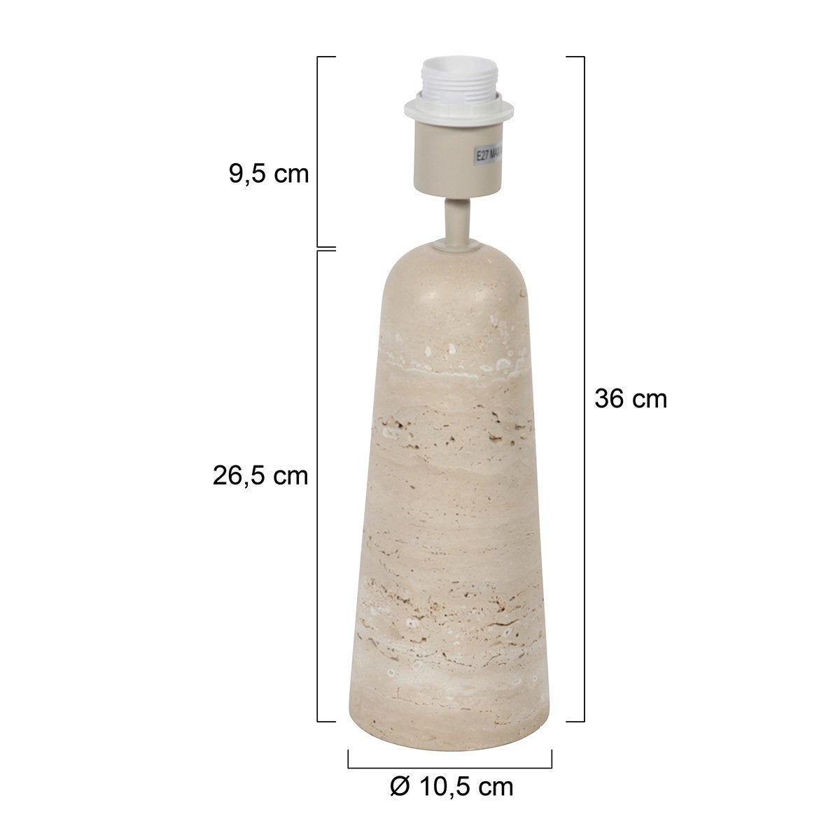 Anne Lighting - tafellamp - Travino - crème - steen - Ø 10cm - E27 - 4401CR