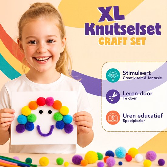 Vaive Knutselset 905-delig – Knutselen Meisjes & Jongens - Kralen, Veren, Pompons & Wiebeloogjes - Knutselkoffer - Knutselspullen - Knutselpakketten