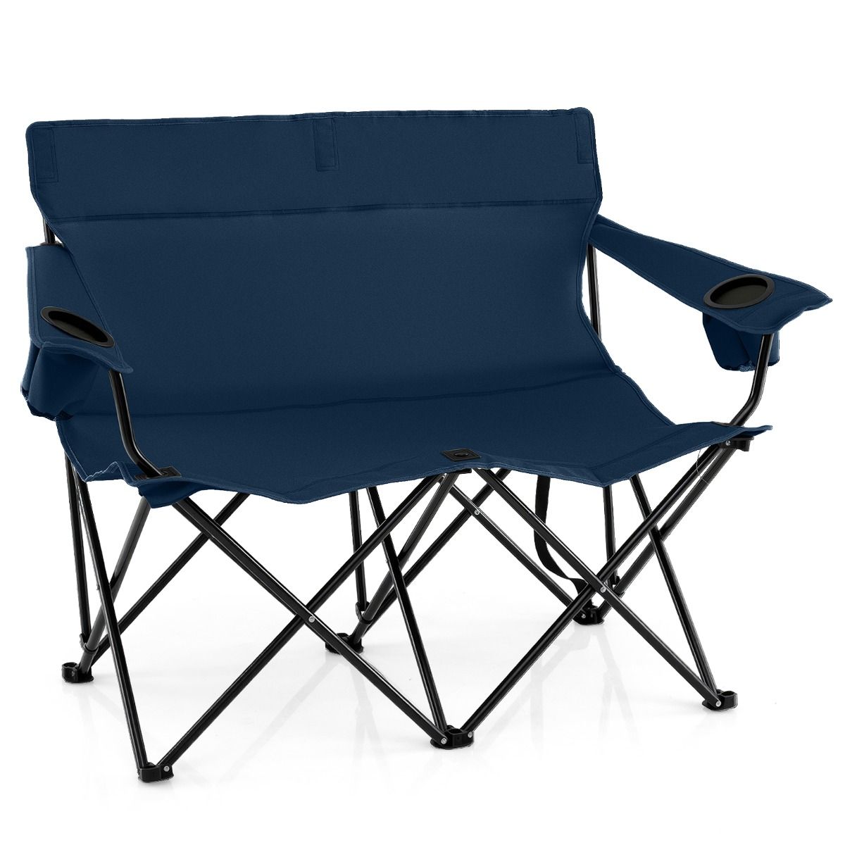 Coast tweepersoons campingstoel - inklapbaar met bekerhouders en draagtas - donkerblauw